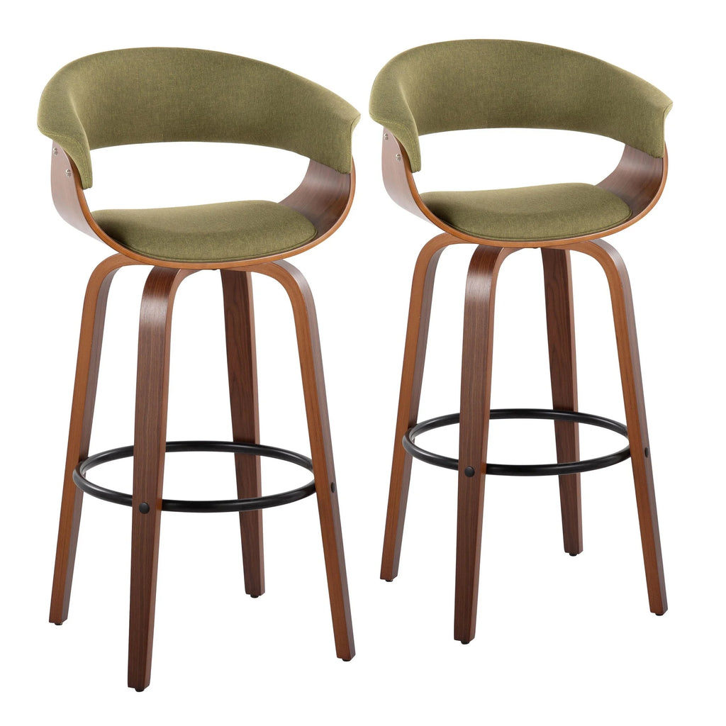 Green Fabric Barstool Set of 2 W573410