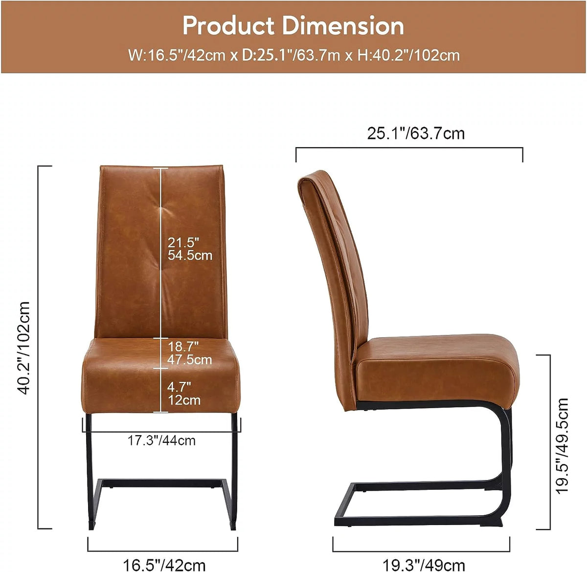 High Back Dining Chairs Set of 2 Brown A63671