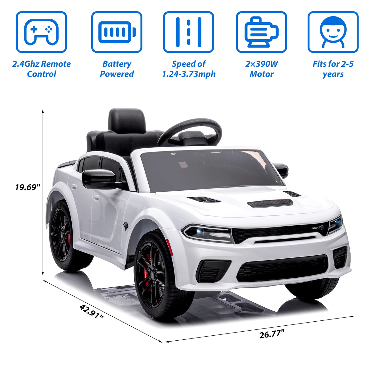 12V White Ride on Car with Remote Control F38752