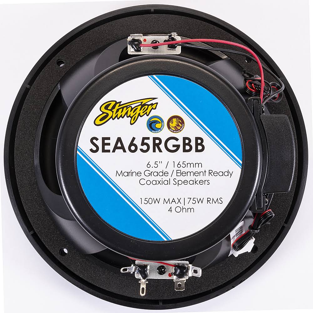 6.5x22 Marine Coaxial Speakers with RGB LEDs Black H878