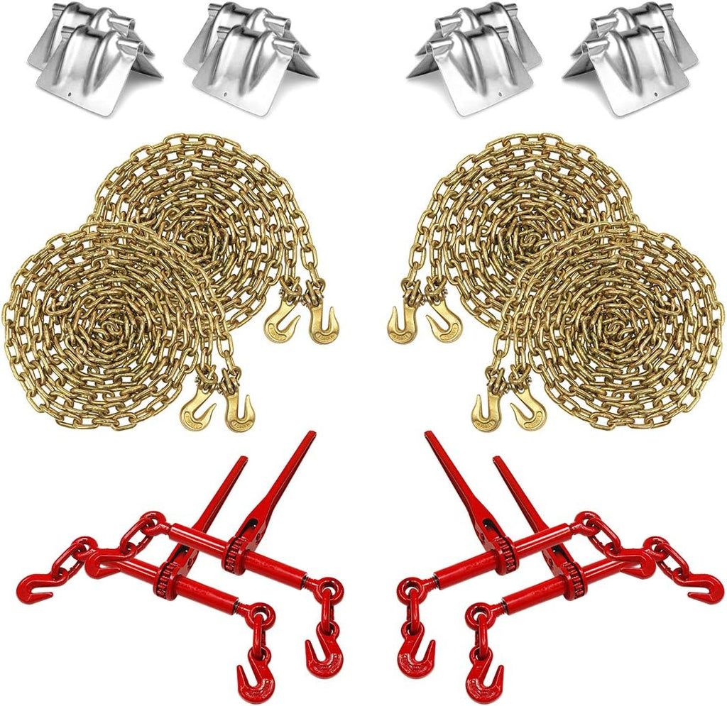 5/16 Inch Grade 70 Chains and Load Binders Kit with Corner Protectors G389357