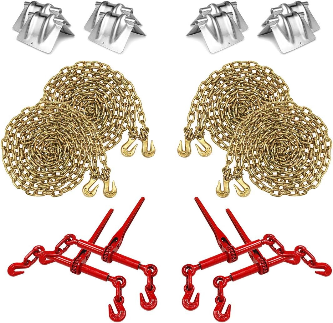 5/16 Inch Grade 70 Chains and Load Binders Kit with Corner Protectors G389357