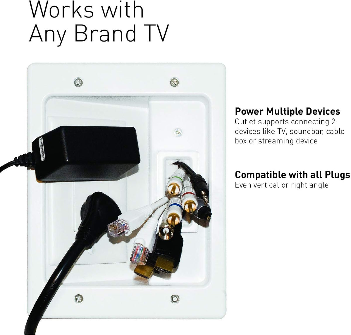 In Wall TV Power Kit with HDMI, White, 6ft Length, Pack of 2 F14367