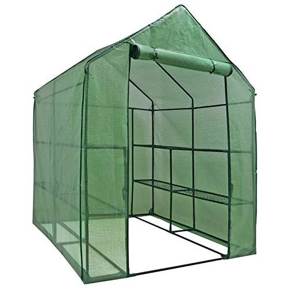 Walk-in Greenhouse with PE Cover and Zipper Door (8 Shelves) G506466