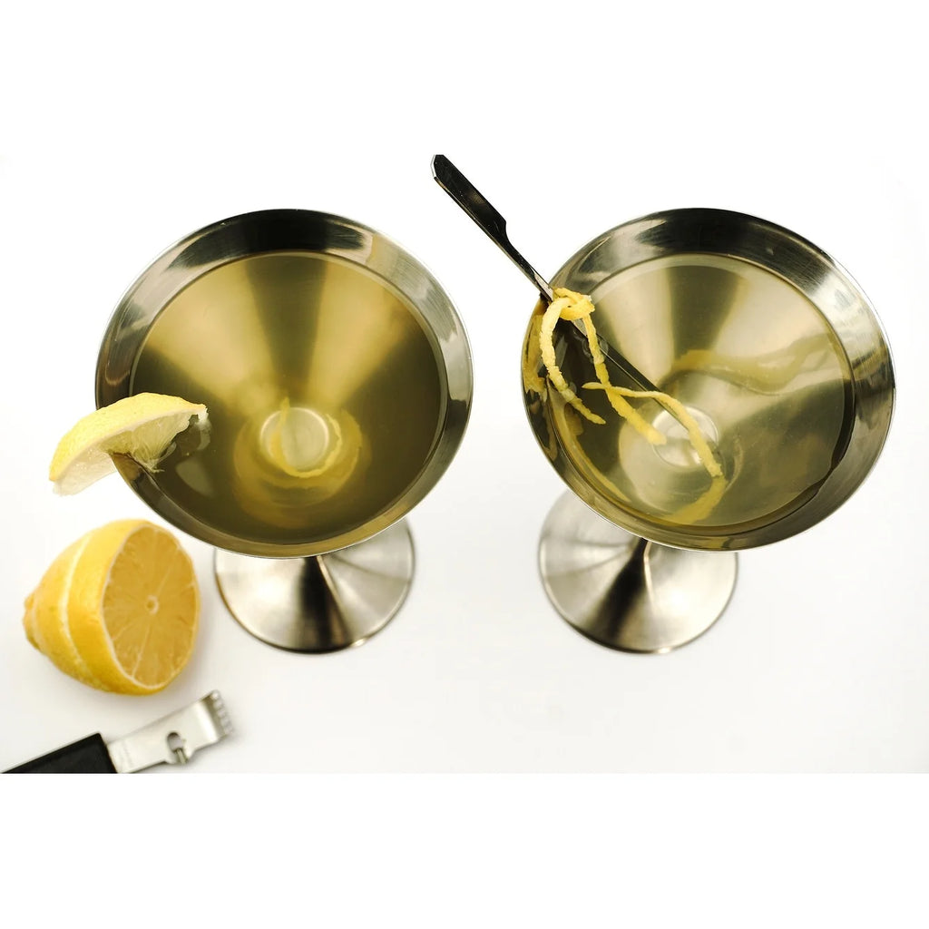Silver Stainless Steel Martini Glass Set of 2 Z485