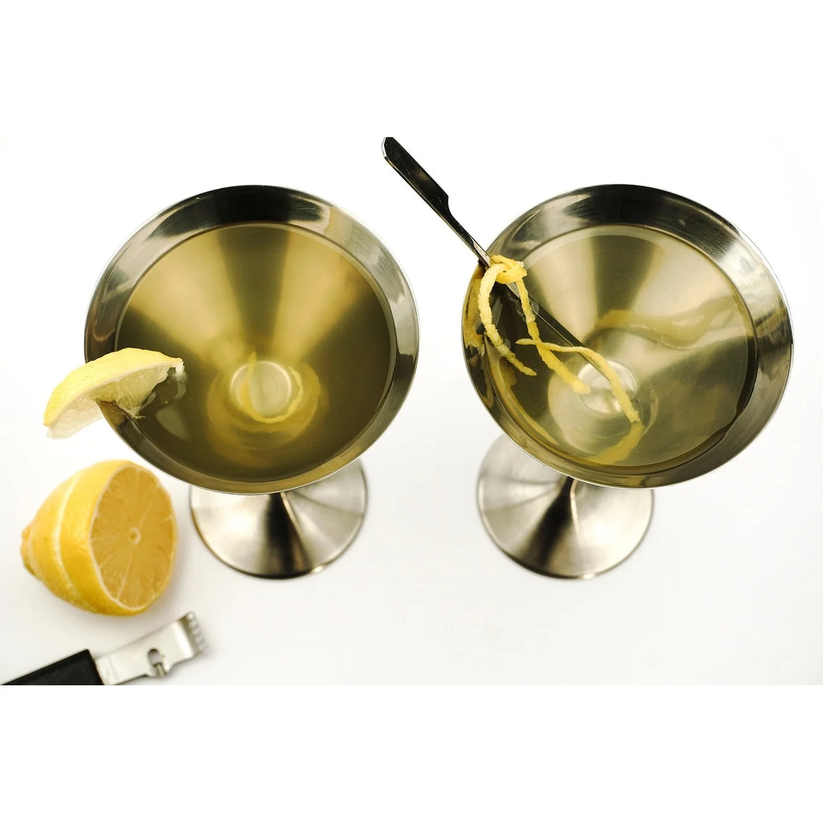 Silver Stainless Steel Martini Glass Set of 2 Z485