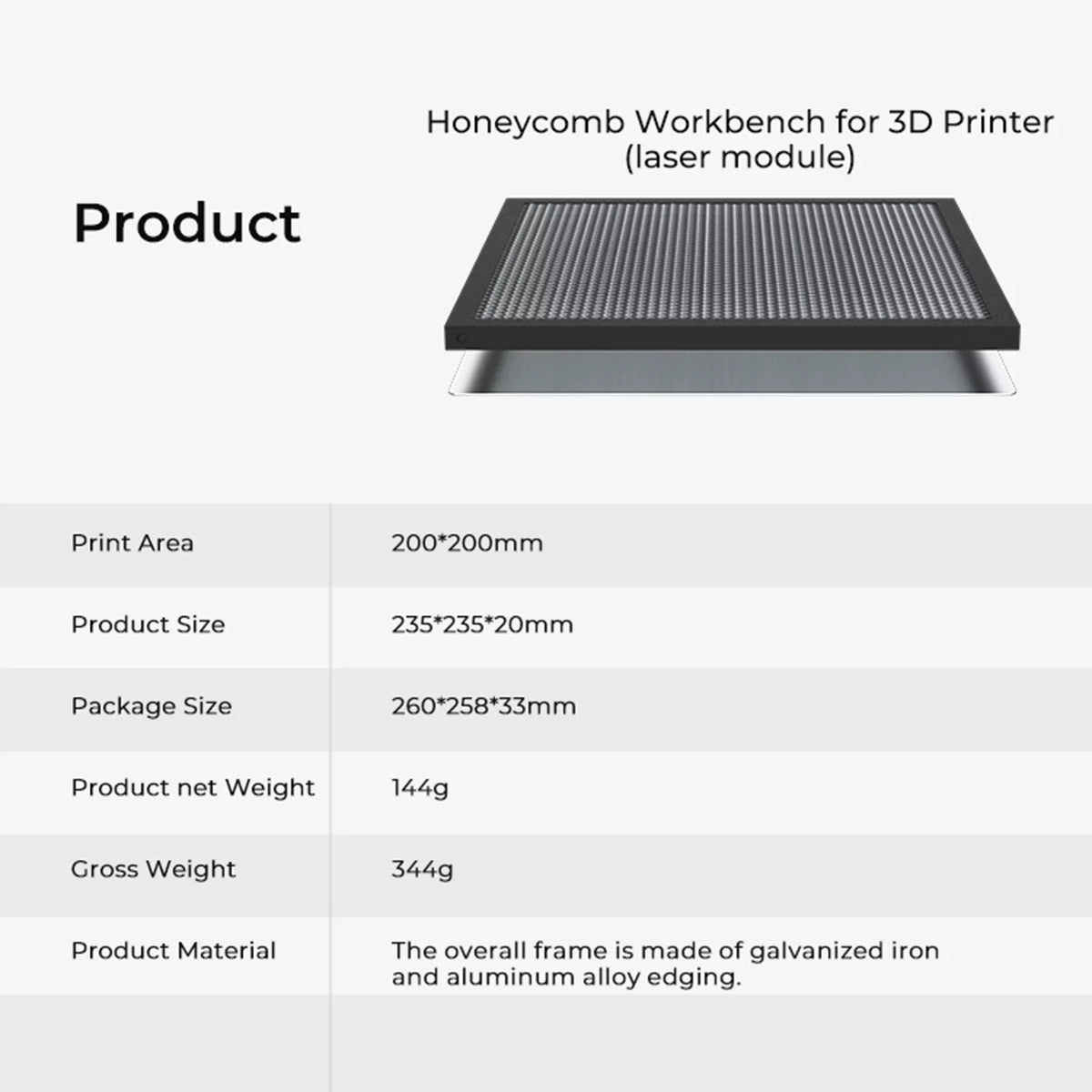 Honeycomb Working Table 235x235mm Aluminum Panel A21223