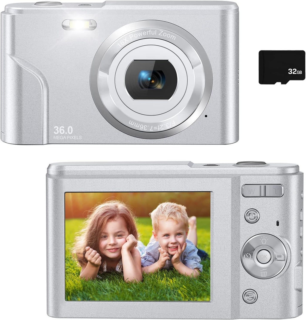 36MP Full HD 1080P Rechargeable Children's Camera with 32GB SD Card (Purple) J1897