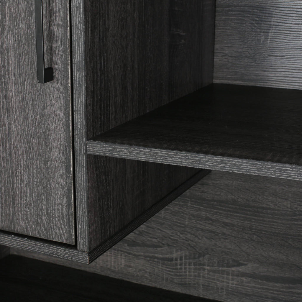 Walnut and Black Faux Wood Cube Bookcase I846