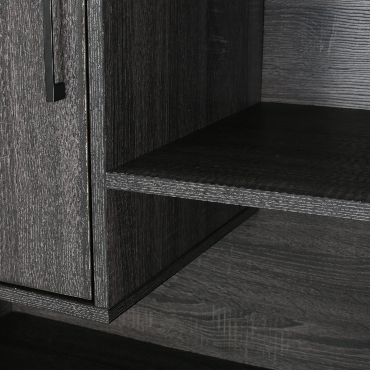 Walnut and Black Faux Wood Cube Bookcase I846