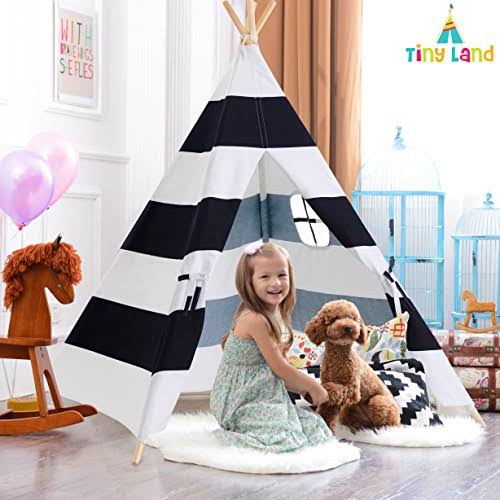 Black Stripes Cotton Canvas Teepee Tent X721338