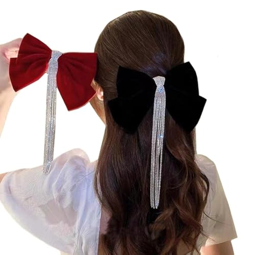 Velvet Rhinestone Bow Claw Hair Clips 2 Pack P635