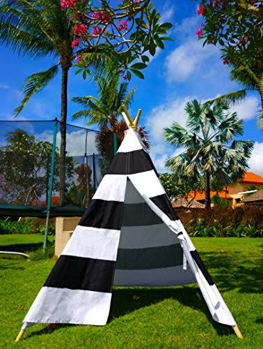 Black Stripes Cotton Canvas Teepee Tent X721338