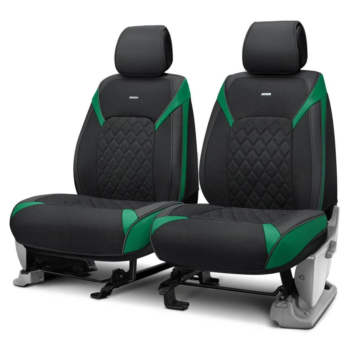 Black Seat Covers with Green Accents Q1789