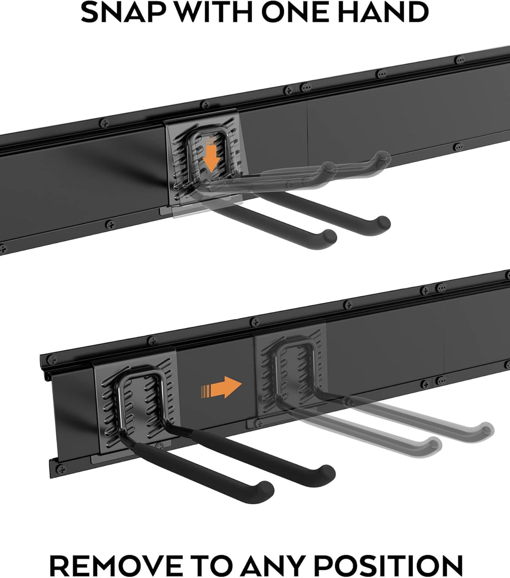 Heavy Duty Garage Storage Tool Organizer Wall Mount Rack with 6 Long Hooks, 48 Inch, Pack of 2 U464894