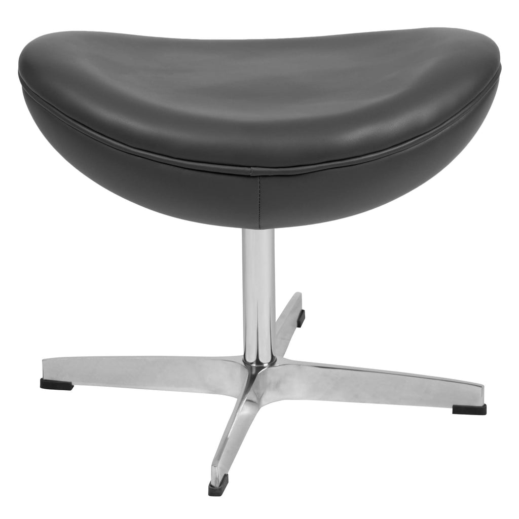 Gray LeatherSoft Saddle Wing Ottoman F157