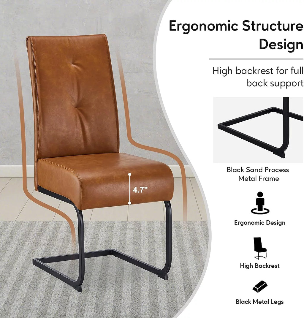 High Back Dining Chairs Set of 2 Brown A63671