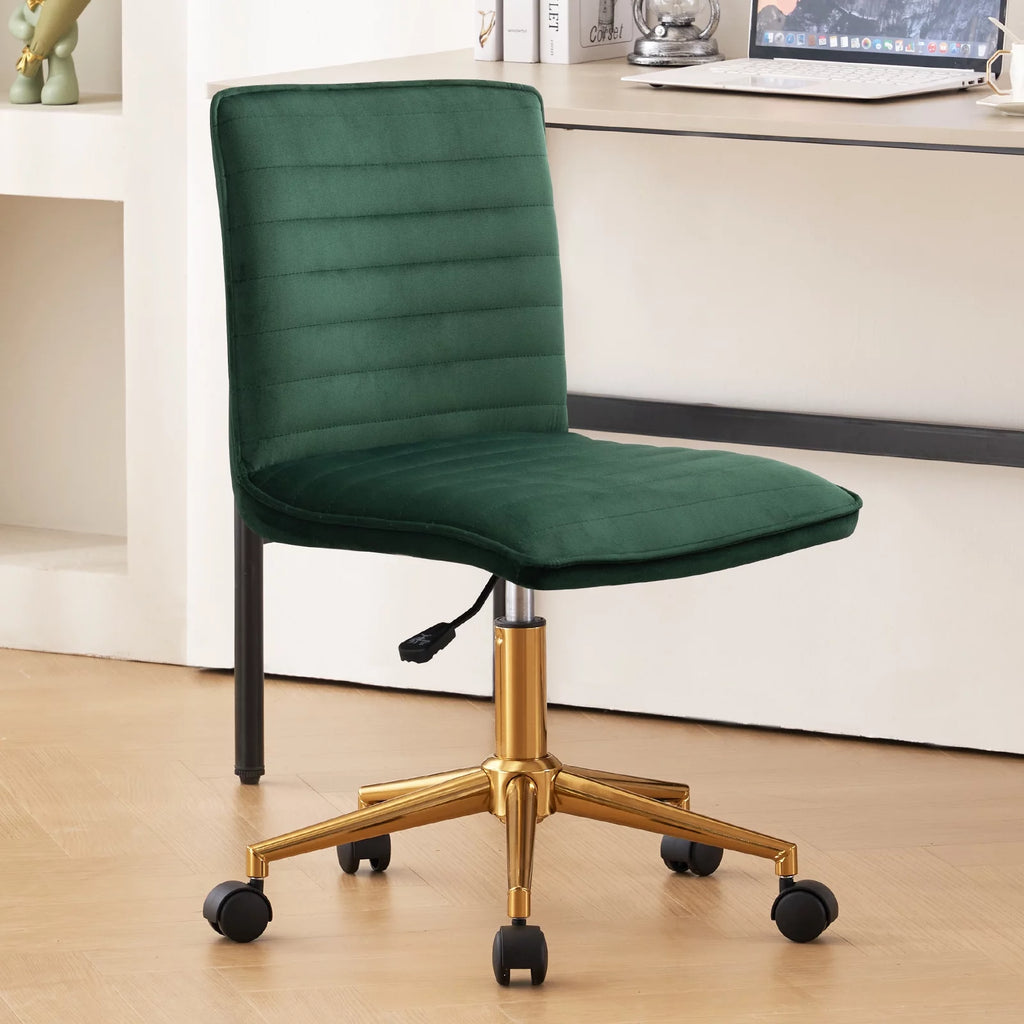 Dark Green Velvet Upholstered Swivel Office Chair U996