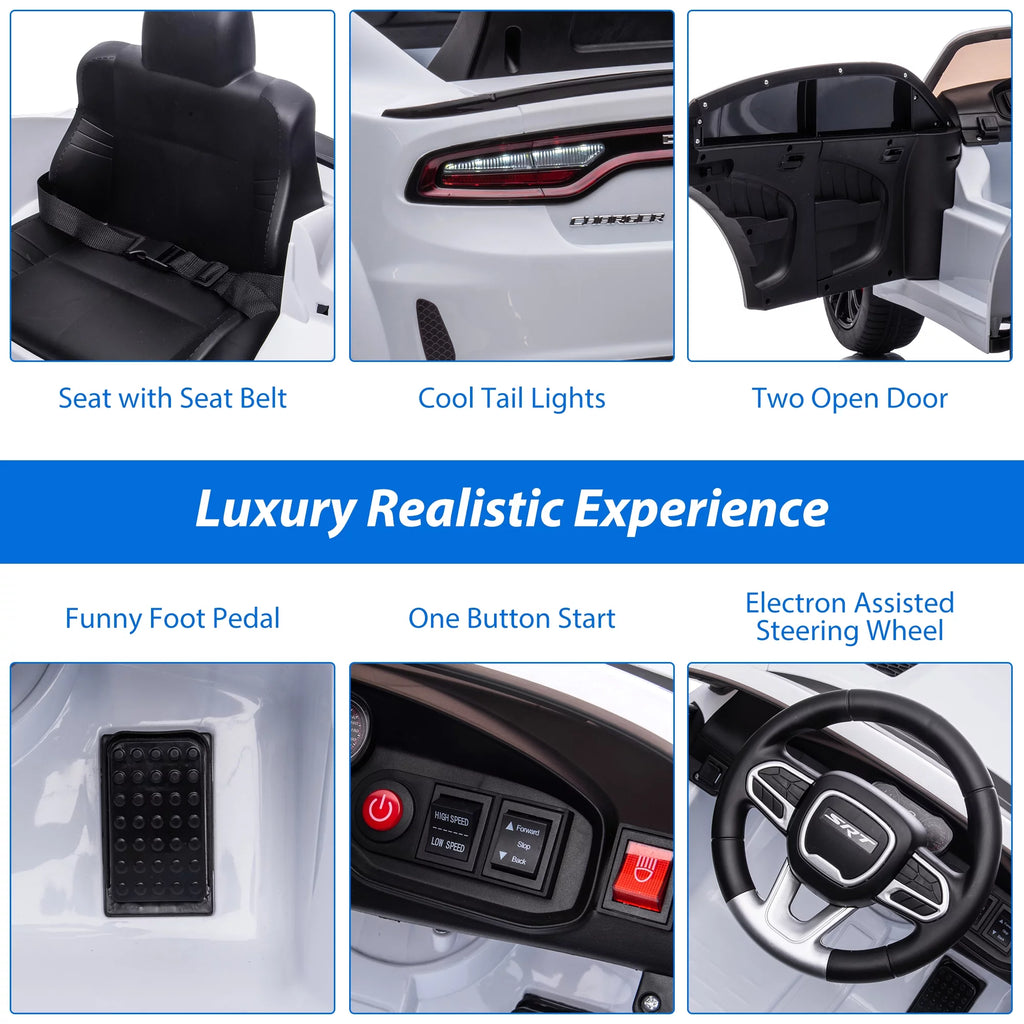 12V White Ride on Car with Remote Control F38752