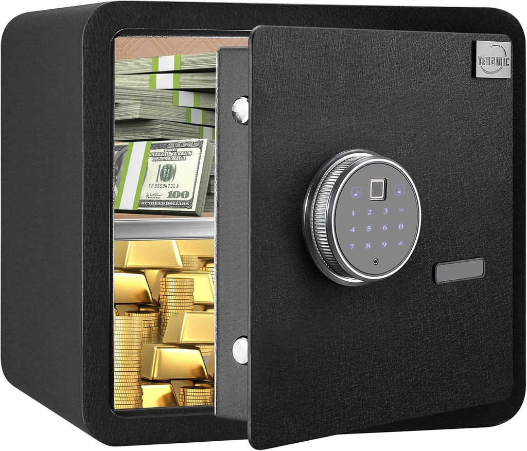 Black Biometric Fingerprint Safe Box, Solid Alloy Steel Z226