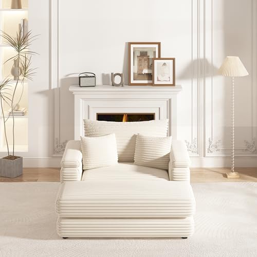 86.6 Inch Corduroy 3 Seater Sectional Sofa with Ottoman V761