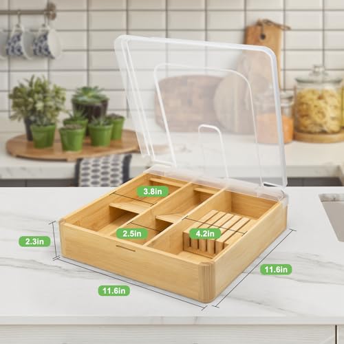 Black 5 Compartments Plastic Utensil Holder with Lid V355