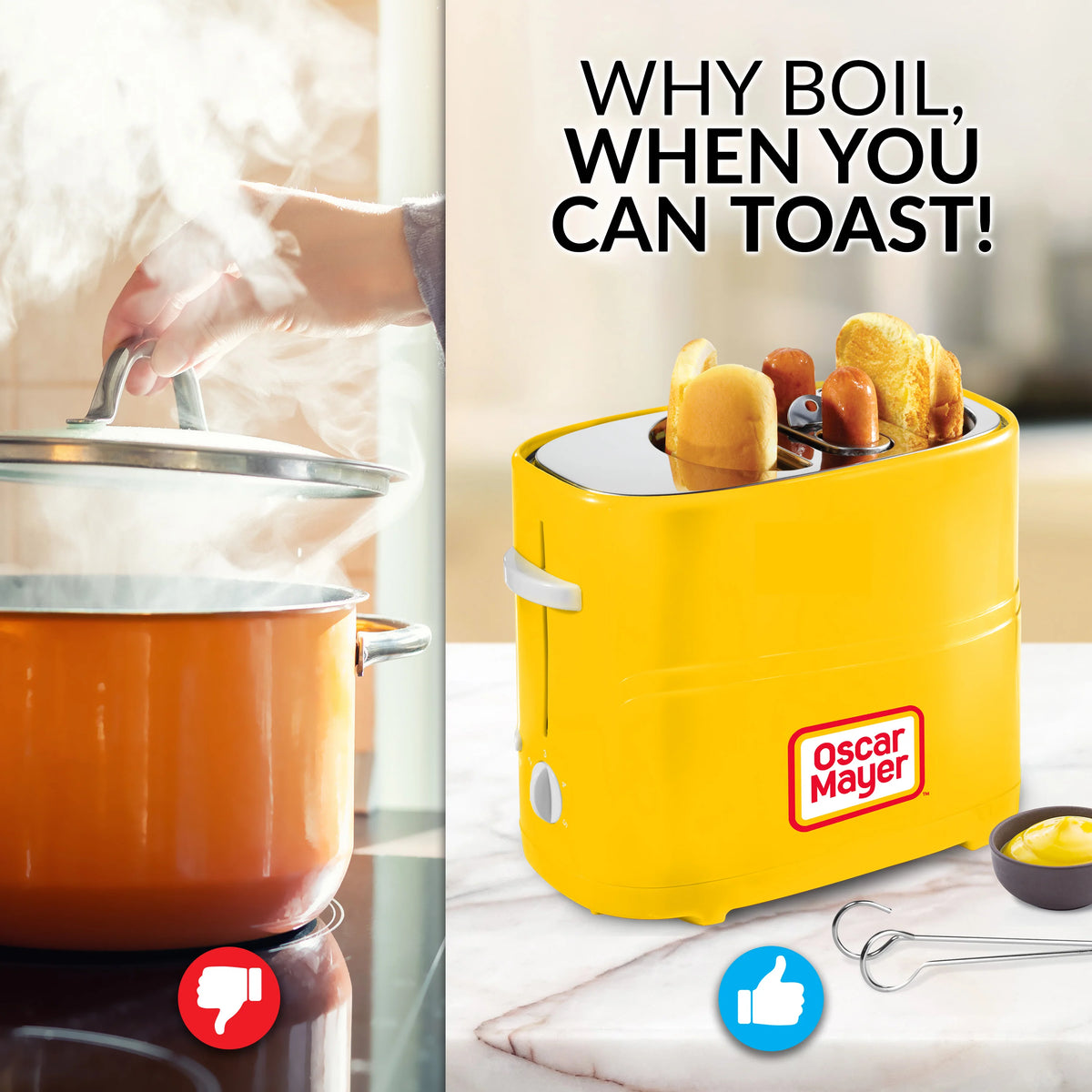 2 Slot Hot Dog and Bun Toaster with Mini Tongs K730
