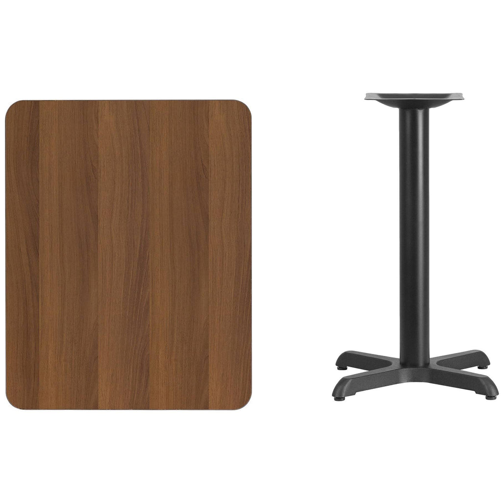 Rectangular Walnut Laminate Table Top with Table Height Base S1930