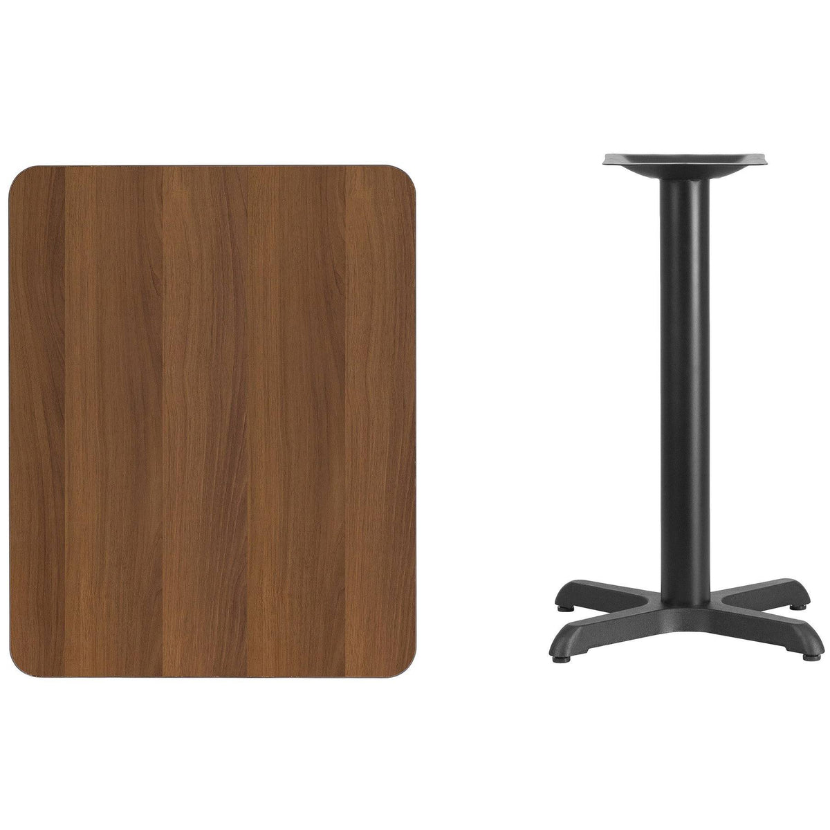 Rectangular Walnut Laminate Table Top with Table Height Base S1930