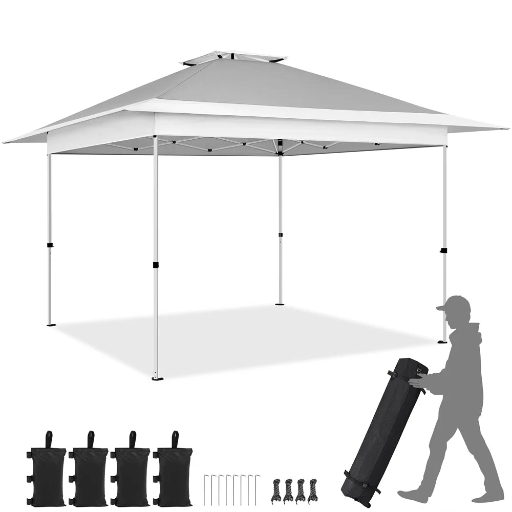 13 x 13 ft Pop-Up Canopy with Overhang and Rolling Storage Bag B460