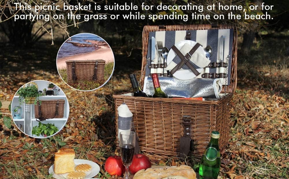 Willow Wicker Picnic Basket Set for 4 X816