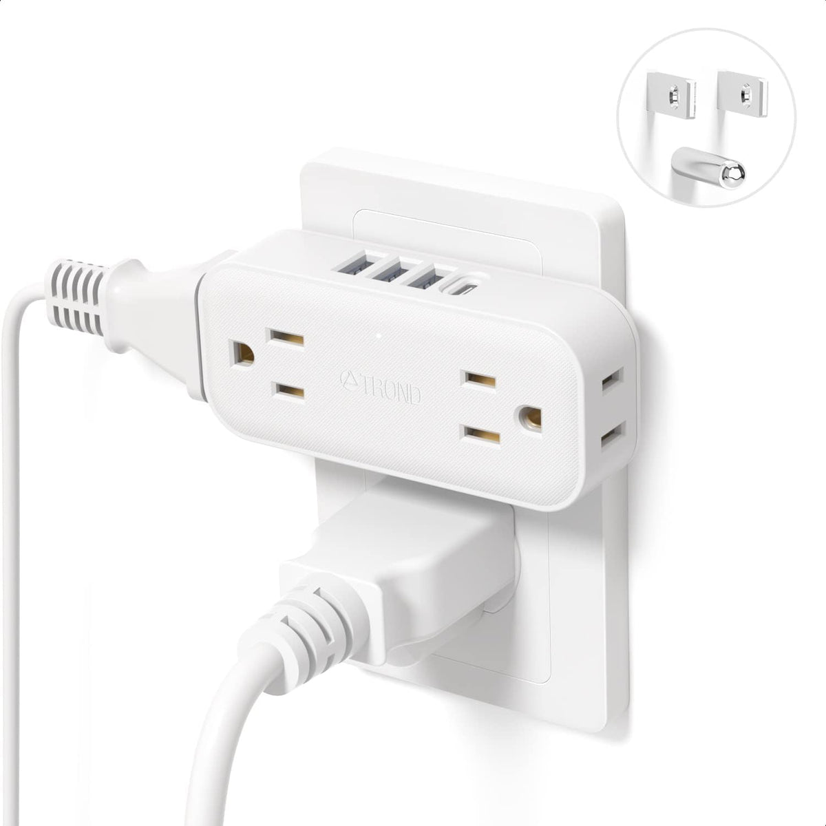 White 4 Outlet 4 USB Ports (1 USB C) Outlet Extender V936