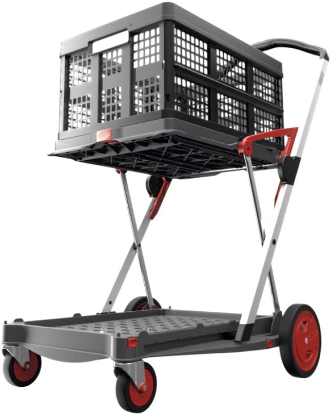 Pink Collapsible Shopping Cart with Storage Crate K534119