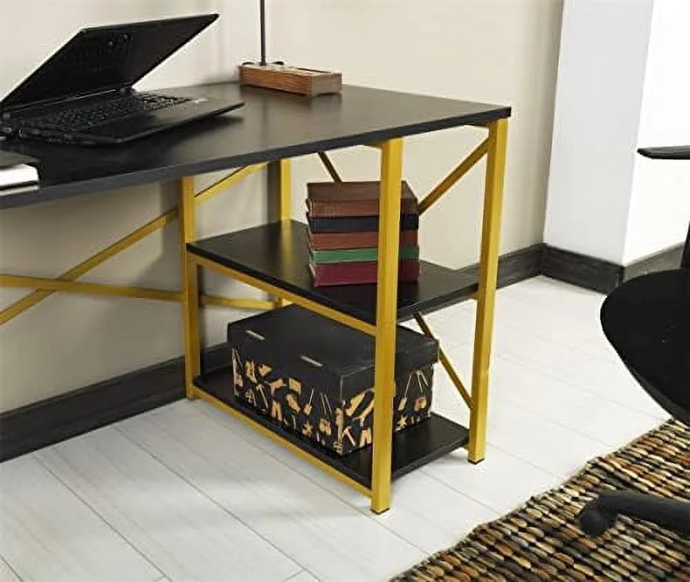 47" Wooden Top Computer Desk with 2 Shelves U56237