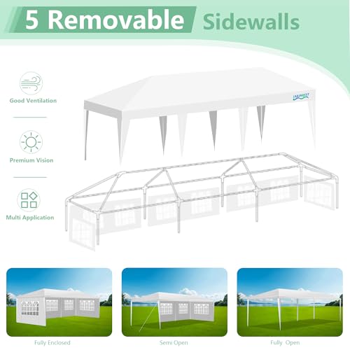 10X30FT White Canopy Tent with 5 Removable Sidewalls R899