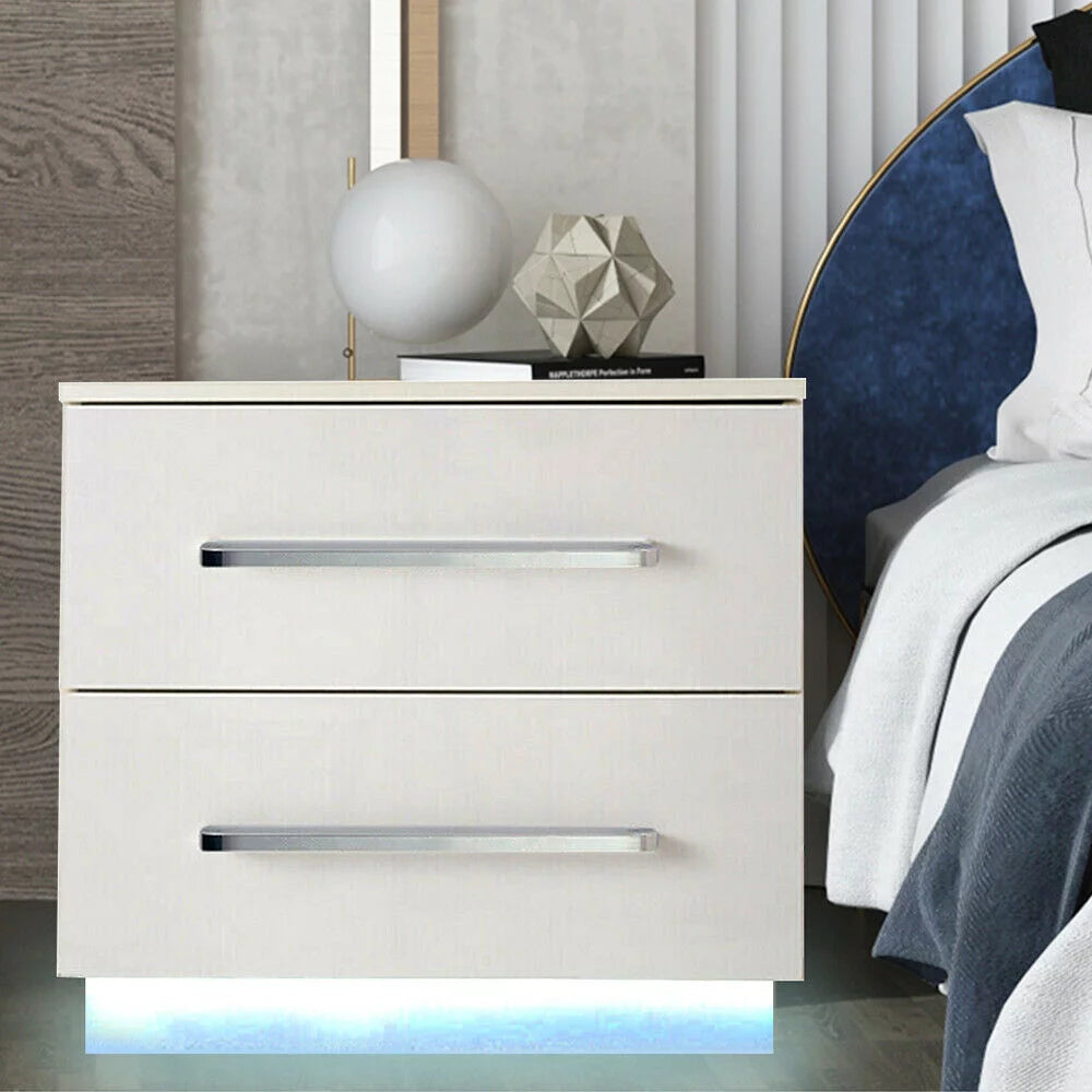 Modern High Gloss 2 Drawer Nightstand X4227