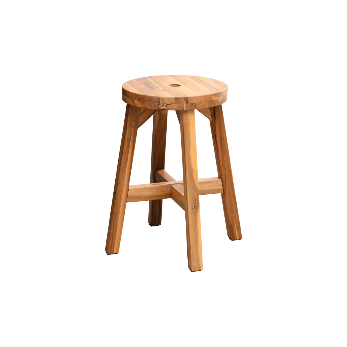 Acacia Wood Stool Round Top Natural Color R25342