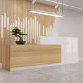 Wood Grain L-shaped Reception Desk with Lockable Drawer Y429947