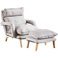 Gray Linen Accent Chair with Ottoman T582