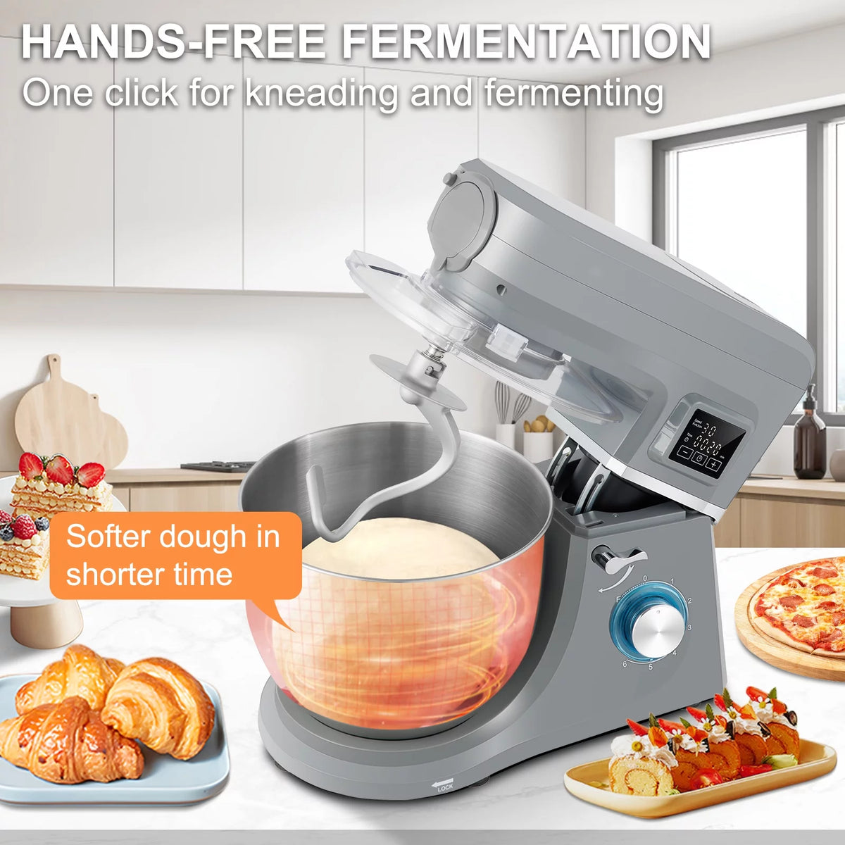 7.4Qt 6-Speed Stand Mixer with Grinder Juicer P2517