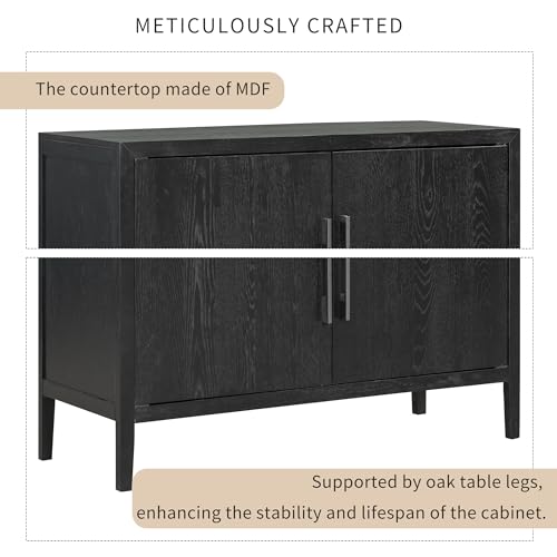 Black Sideboard Storage Cabinet with 4 Doors and Adjustable Shelves L421111