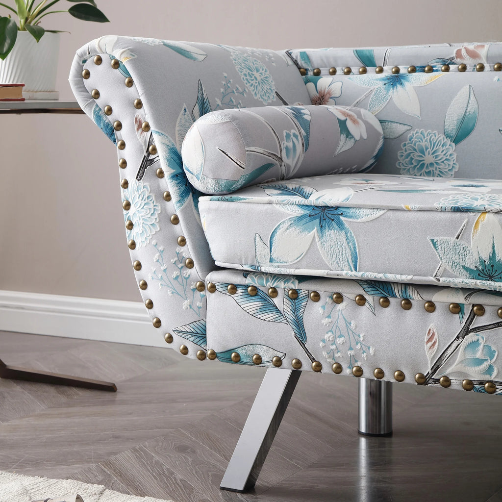 Modern Velvet Loveseat Sofa with Removable Cushion Metal Legs G50370