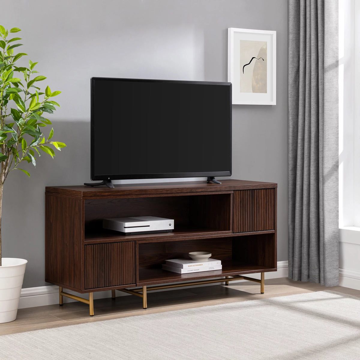 Extendable TV Stand for TVs up to 56", Dark Walnut K431585