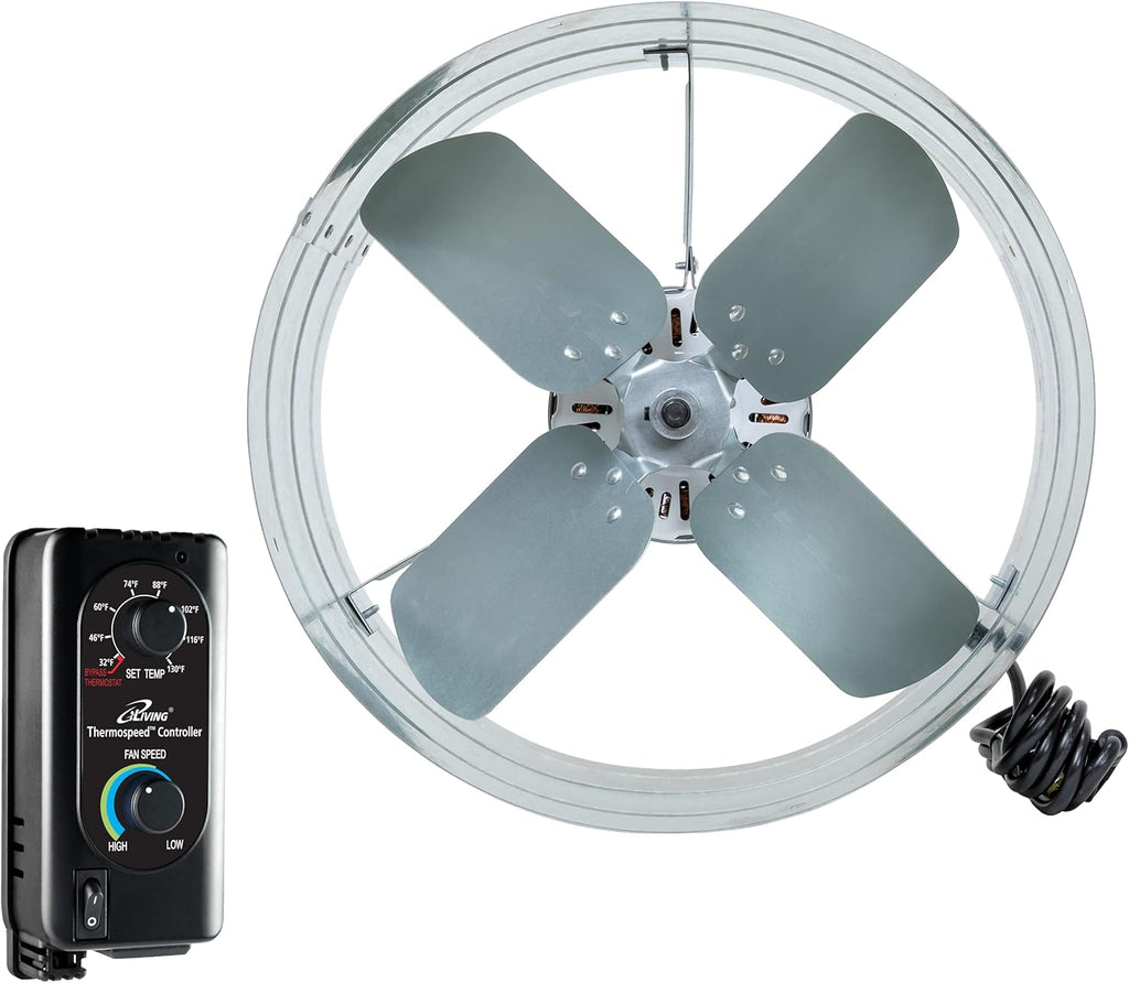 Automatic Gable Mount Attic Ventilator Fan with Adjustable Thermostat, 3.10 Amp, 1220 CFM Pack of 2 M47566