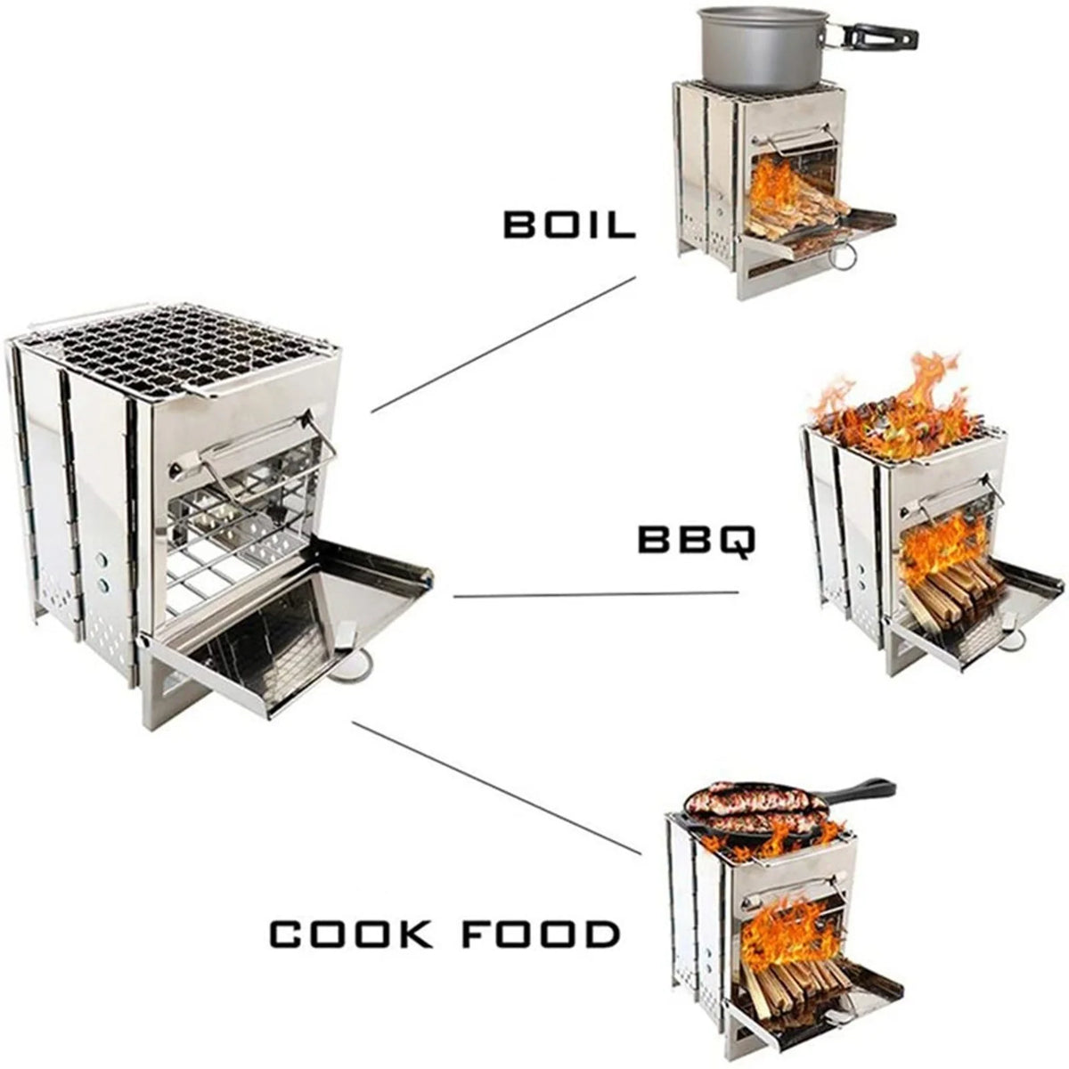 Stainless Steel Wood Burning Camping Stove X515163