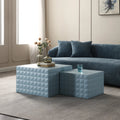 Blue Set of 2 Square Nesting Coffee Table U430