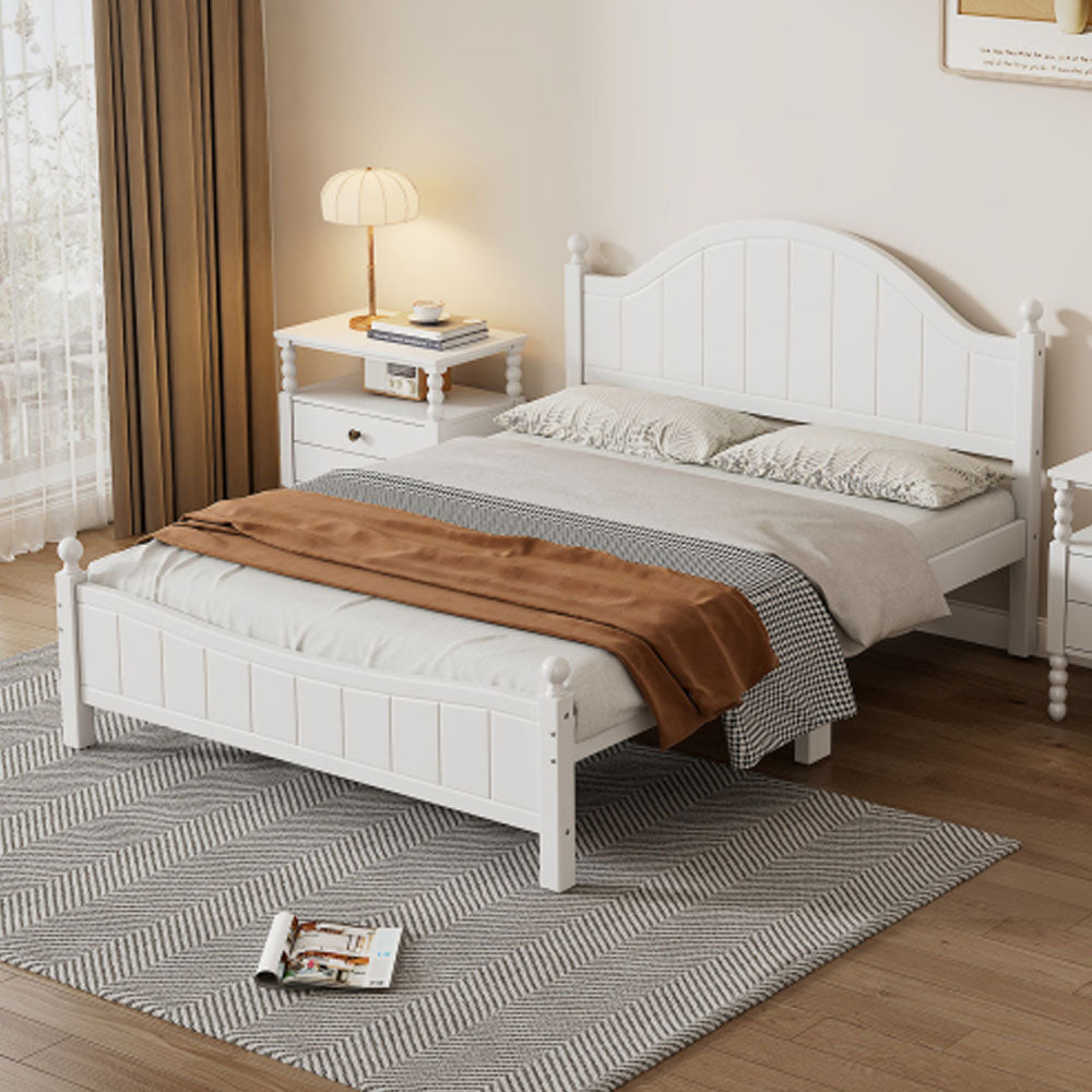 White Solid Wood Platform Bed Full Q8518