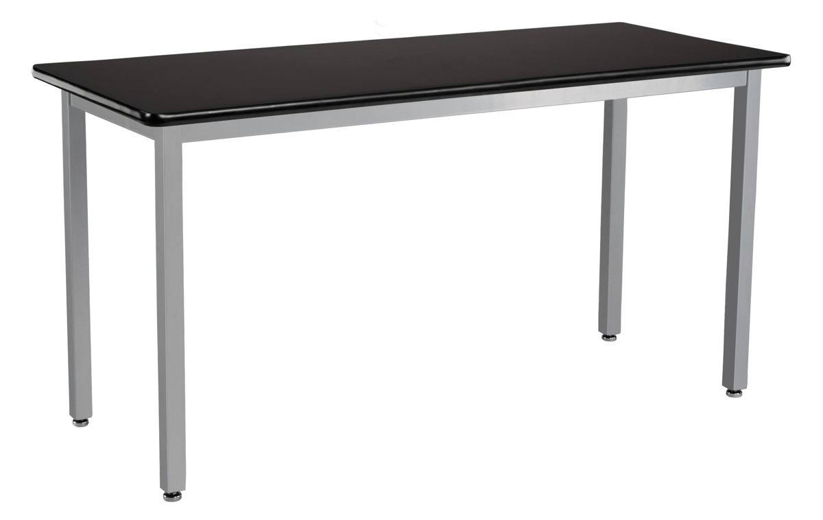 Black HPL Top Gray Steel Heavy Duty Table X6259