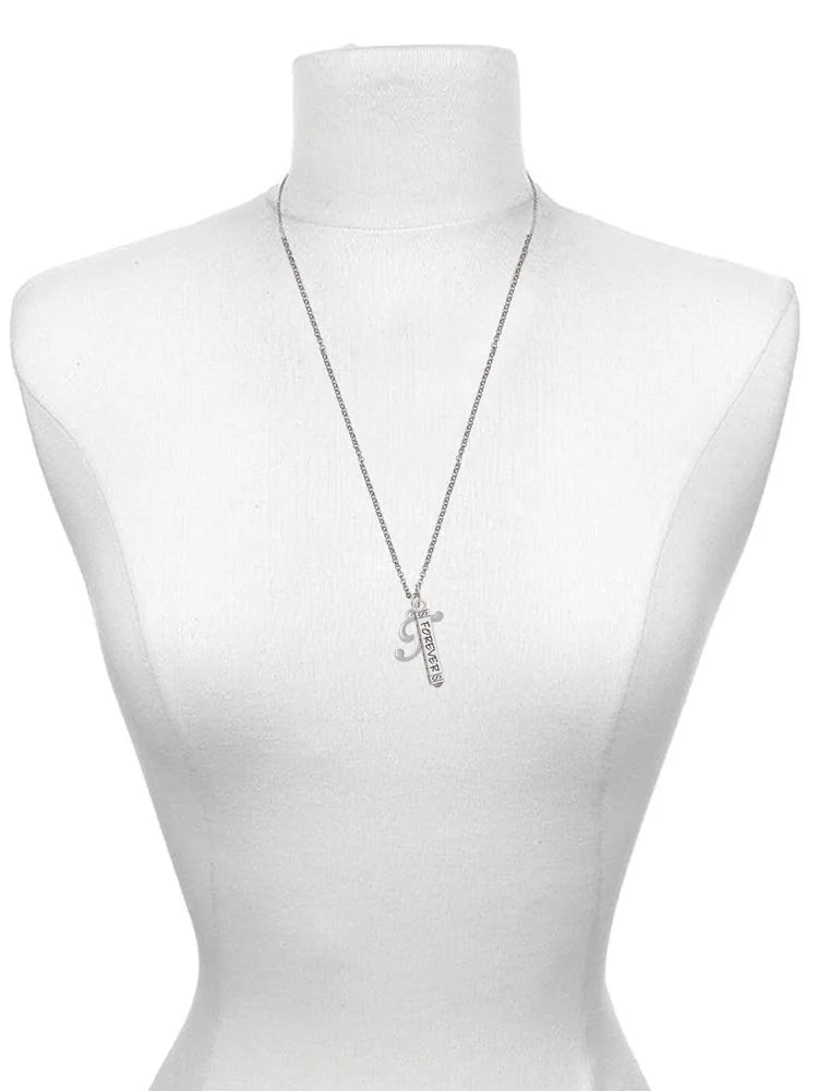 Silvertone Initial Bar Charm Necklace, 23" L680304