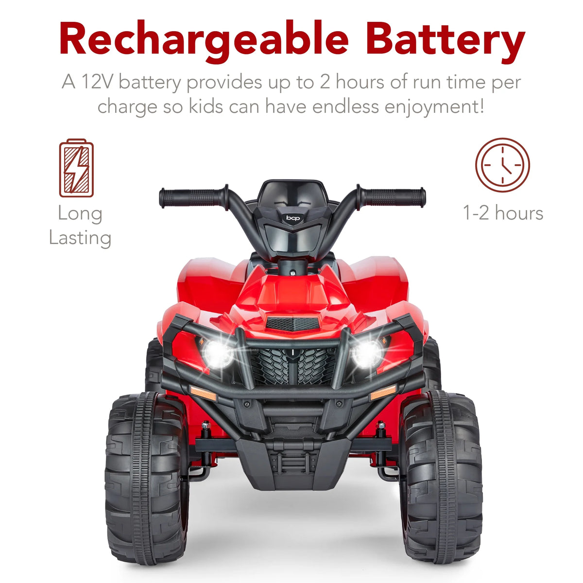 12V Kids Ride-On ATV Quad with LED Lights, Black U288